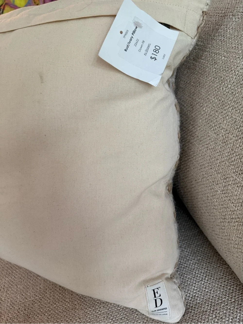 Woven Checker Throw Pillow in Cream and Tan